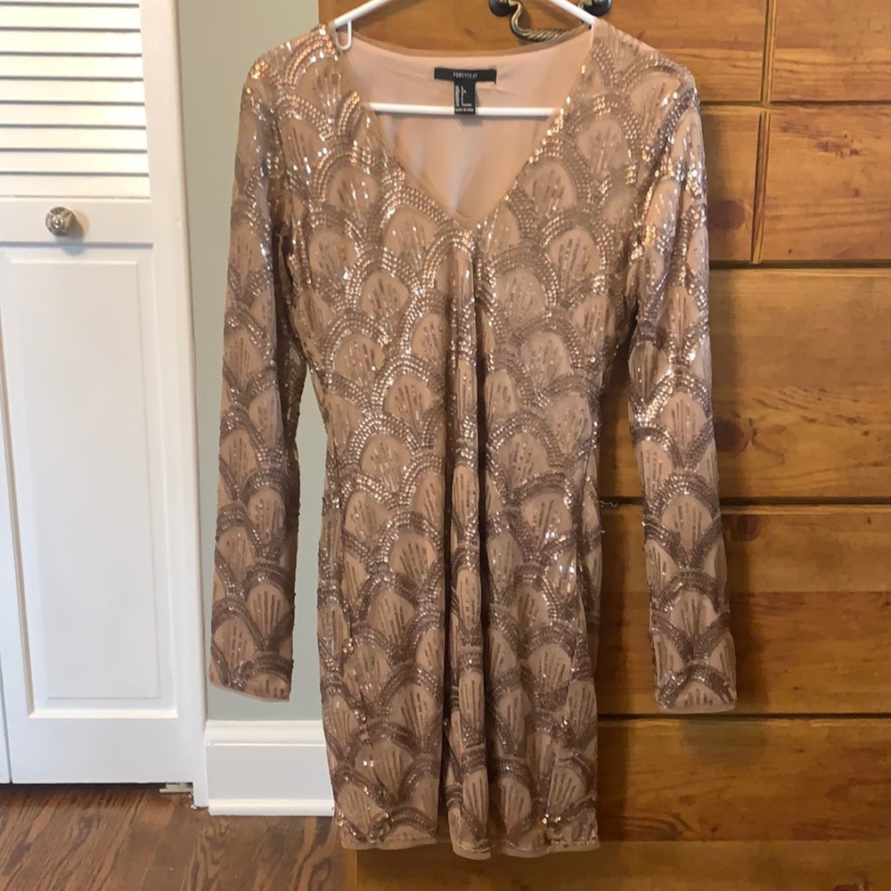 Rose gold sequin dress